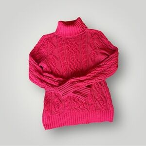 Lauren Ralph Lauren Red Cable Knit Turtleneck Sweater | Chunky Knit | Size L